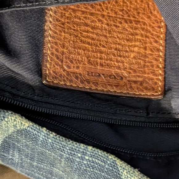 Vintage Coach Denim Blue and Brown Shoulder Baggage - Picture 6 of 6